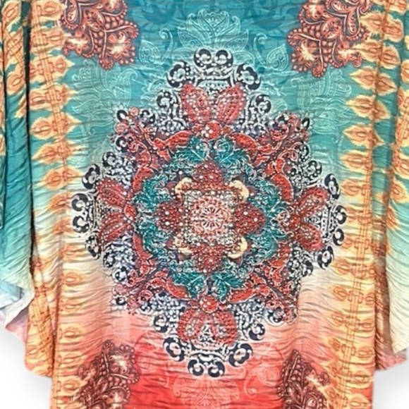 Reba Rhinestone Embellished Batwing Sleeve Top Size Large - Picture 10 of 11